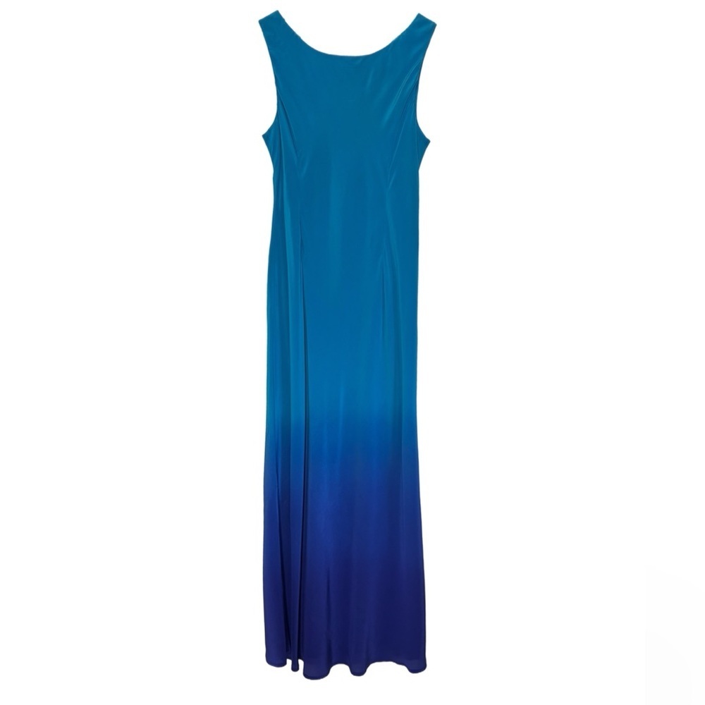Monsoon 100% silk blue ombré sleeveless maxi dress